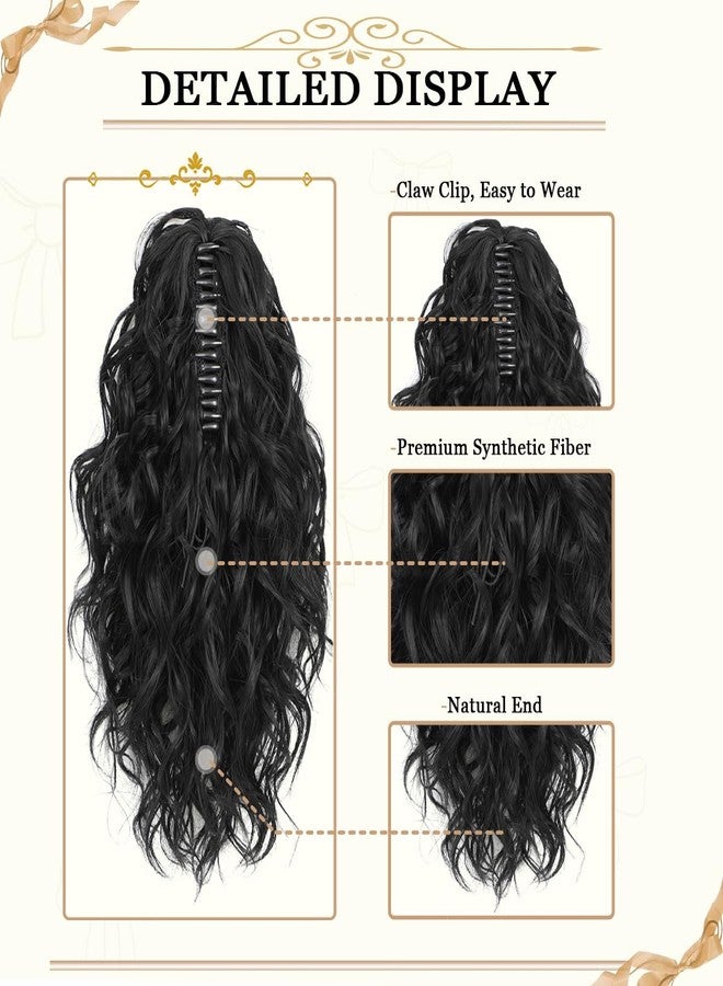 gulagula Ponytail Extension 12 Inch Curly Ponytail Claw Clip on Ponytails for Women Black Ponytail Extension Hair Piece - Image 3